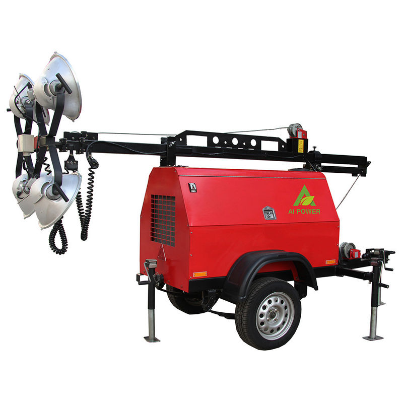 Trailer 10kva 10kw Portable Light Tower For Home Generator With Metal Halide 24V