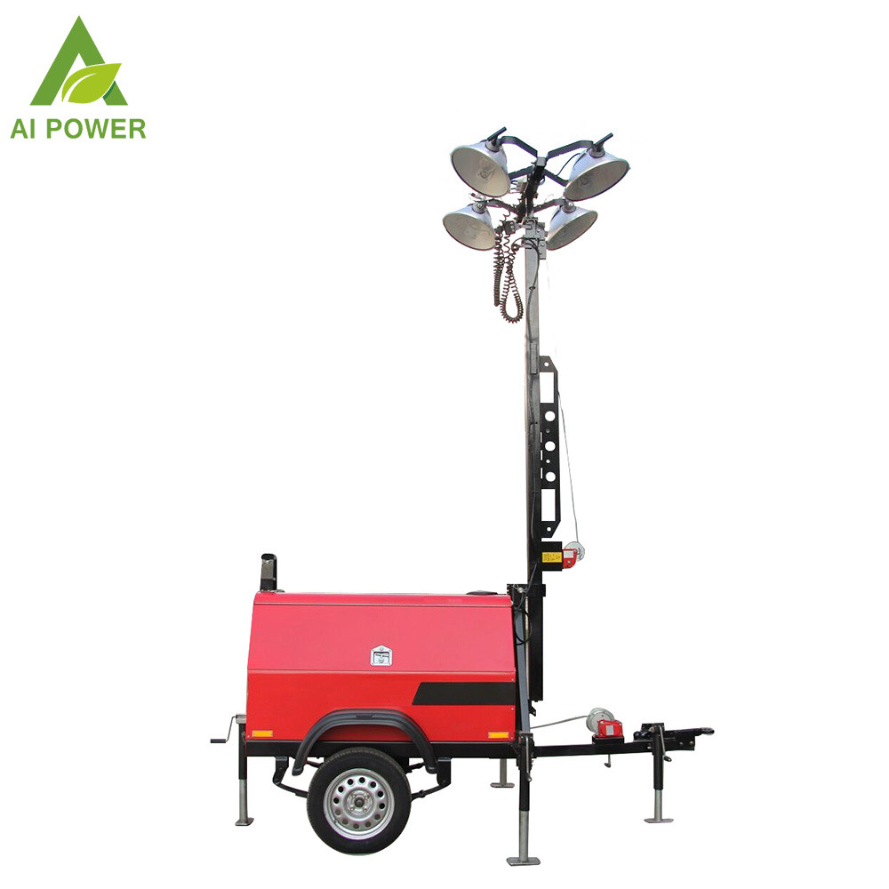 Diesel Fuel Mitsubishi Road Portable Generator Light Tower 9m Diesel Light Plant Generator 10kw